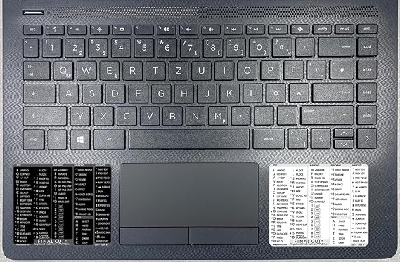 Final Cut Pro Reference Keyboard Hotkeys Decals for Windows Black, White Background