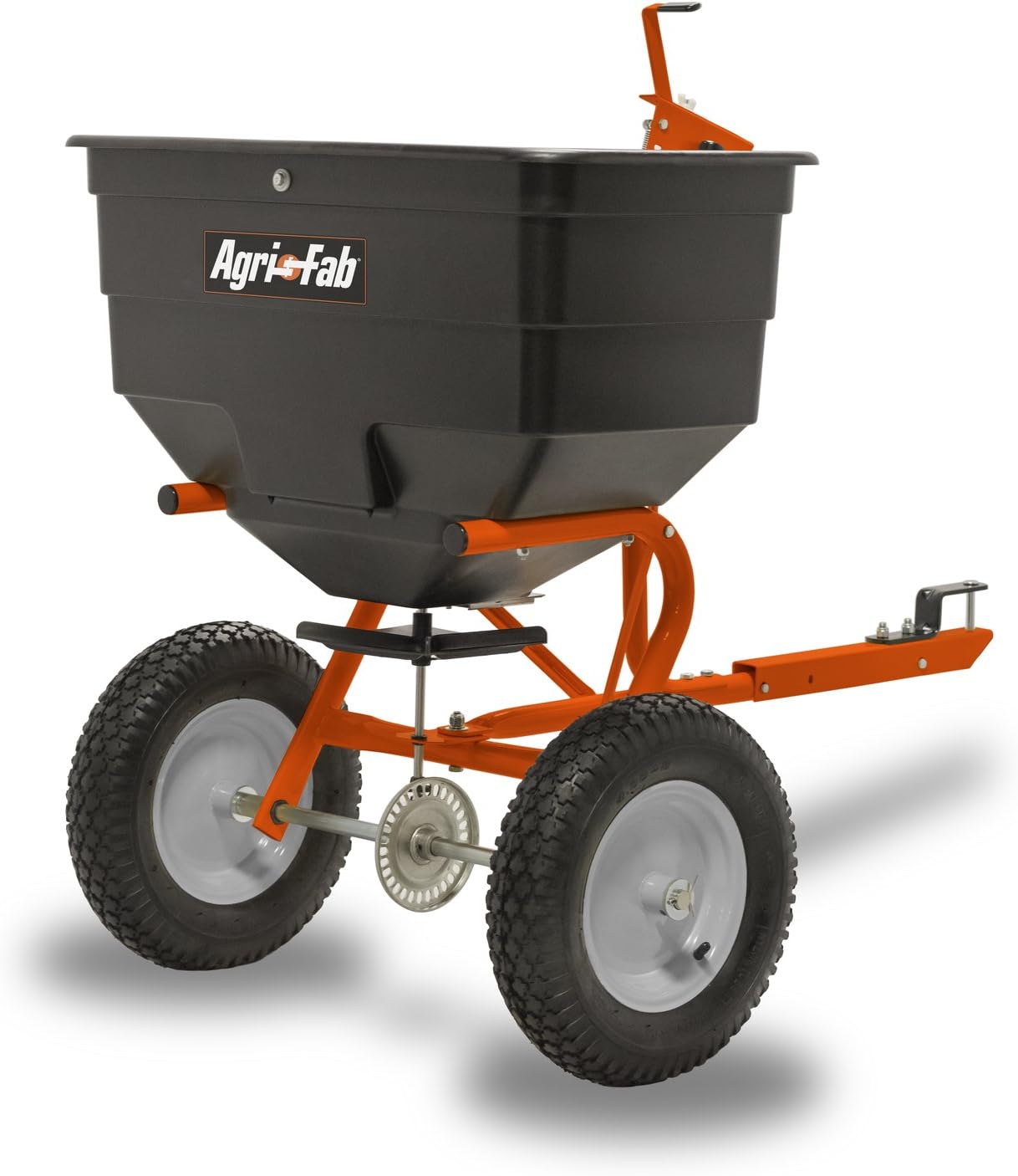 Agri-Fab Inc 45-0512-131 Rustproof Tow Broadcast Spreader 45-0512-131, 175 lb Capacity, Black And Orange