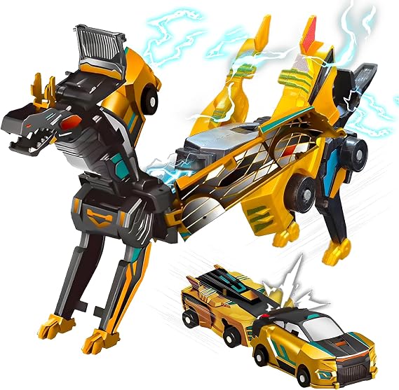 Gonggi Dinosaur Collision Transforming Car, 2 In 1 Collision Deformation Cars, Transformation Car with Crash and Transform Feature Party Gift for Birthday, Christmas