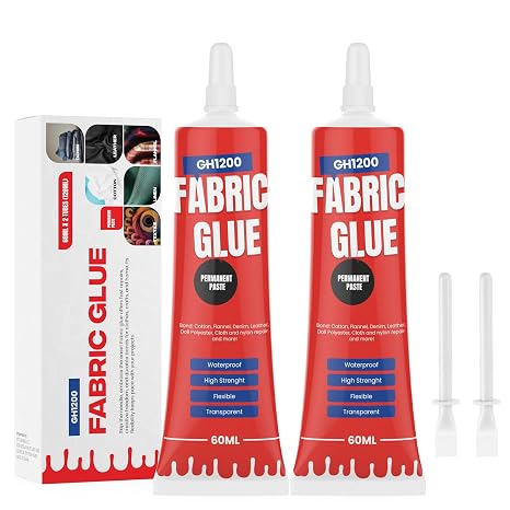 Fabric Glue Permanent (60 ML x 2) Craft Liquid Stitch Fabric Glue for Patches, Denim, Cotton, Fabric, Lenin & More, Flexible & Machine