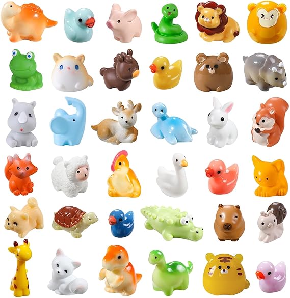 JOLCEEY 40pcs Mini Resin Animals Tiny Miniature Little Small Animal figures