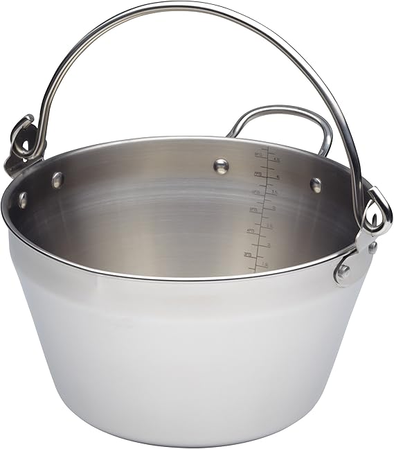 KitchenCraft Jam Pan for Induction Hob with Recipe in Gift Box, Home Made Maslin, Stainless Steel, 4.5 Litre, Silver