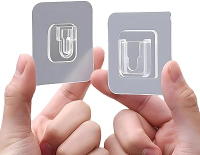 2 Pack Clear Double-Sided Adhesive Wall Hooks - Mounted Door Hanger Kit - No Drill Sticker Hangers with Suction Cup for Bathroom, KitchenPlus