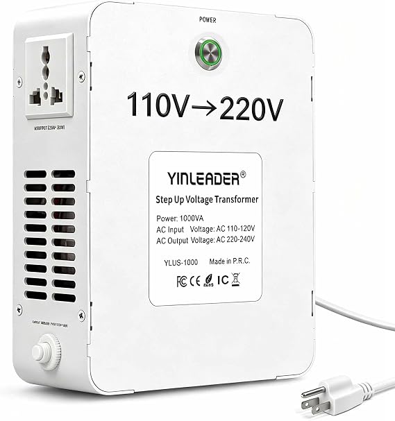 Yinleader Voltage Converter 120V to 240V OR 110V to 220V Step Up Transformer Using 220/230/240 Volt European Asian China Small Appliances in US (1000W)
