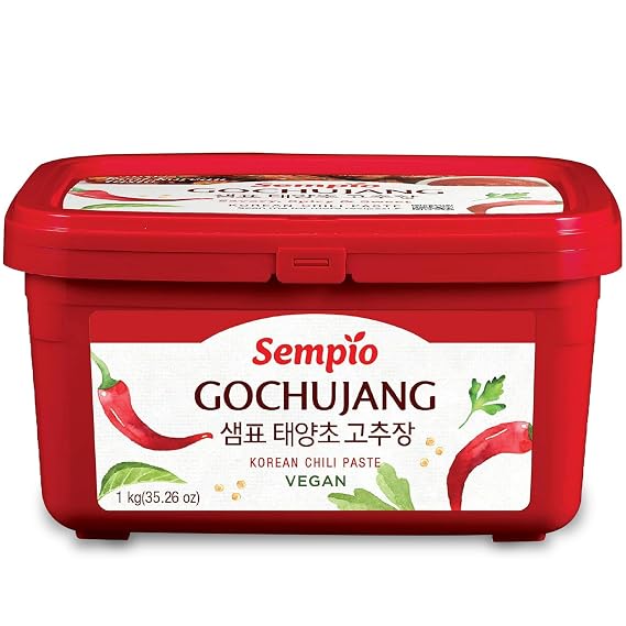 Sempio Gochujang Mild Heat Red Chili Pepper Paste, 2.2lbs / 1kg | Sweet Spicy Savory Traditional Korean Fermented Soybean Condiment for Cooking, Marinades, Dips, Sauces, Vegan, Non-GMO, Halal