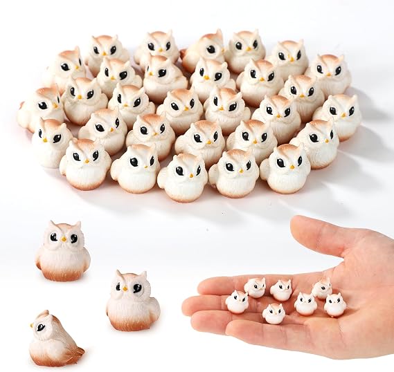 TOYMIS 30pcs Mini Resin Owl Figurines, Tiny Small Resin Animals Miniature Owl Sculpture Ornaments for DIY Craft Garden Micro Landscape Plant Pots Home Decor and Car Accessories