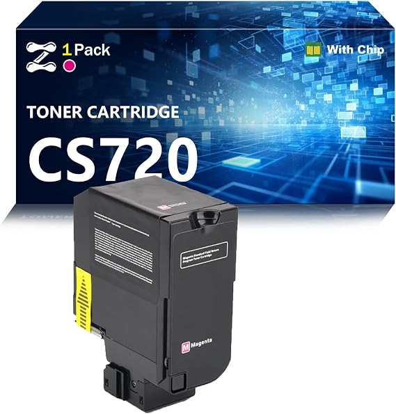 74C1SK0 74C1SC0 74C1SM0 74C1SY0 Toner Cartridges Compatible for Lexmark CS720 CS725 CX725 Printers, 1 Magenta