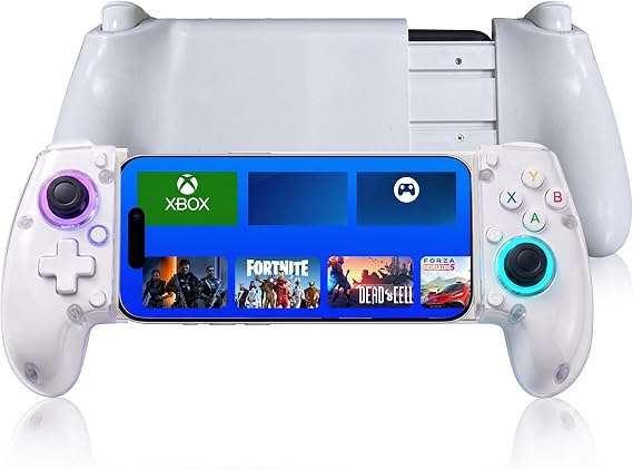Phone Controller for iPhone 17/16/15/Android/PC/Switch, Wireless Mobile Gaming Controller with 8-Color RGB Lighting, Turbo, Bluetooth Gamepad Joystick Remote Play for PS5/PS4/Xbox/PC, Cloud Gaming