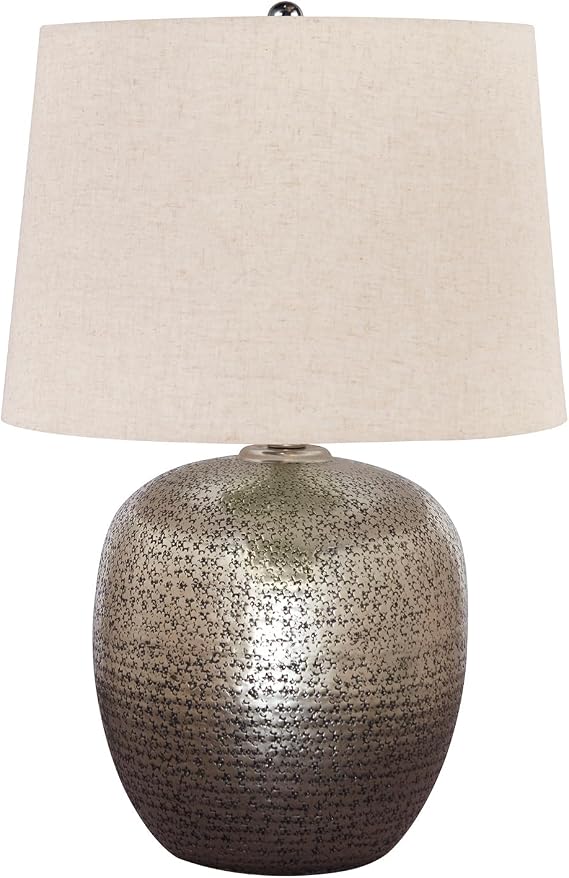 Signature Design by Ashley Magalie Metal Table Lamp, Antiqued Silver