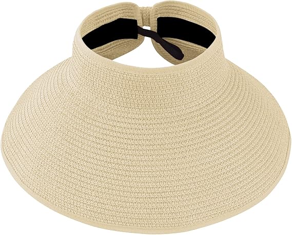 DOOVID Womens Summer Straw Hats Wide Brim Sun Hat UV Protection Visor Foldable Beach Hat for Women