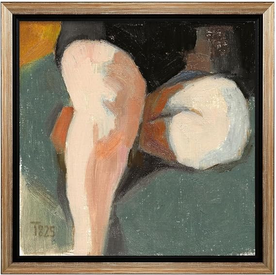 Monem Art Modernist Cropped Female Figure Painting Print - Expressionist Fine Art Legs Study Poster - Wall Decor for Living Room, Bedroom or Studio - 16x16 Silver Framed Canvas by Tore Bahnson