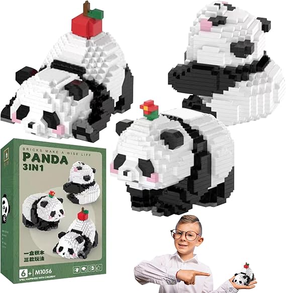 3-in-1 Panda Building Blocks Set Clamping Blocks Animal Figures Clamping Blocks Animal Building Block Set Panda Gifts for Adults Children