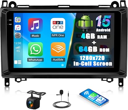 SIXTOP 4G+64G Android Car Stereo for Mercedes-Benz B160 B170 B180 B200 W169 W245 W639 W906 Vito Viano Sprinter 2008-2011 Wireless CarPlay Android Auto 9" InCell 1280*720 Screen,GPS,Bluetooth 5.0, WiFi