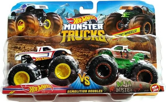 Hot Wheels 1:64 Monster Trucks 2019 Demolition Doubles Racing vs Baja Buster