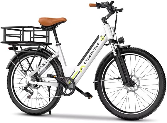 Cybervelo 750W Peak Electric Bike for Adults,up 80 Miles Removable Battery Ebike, 26" Electric E Bike with 7-Speed,Adult Electric Bicycles for Commute Beach Snow Womens/Man All Terrain