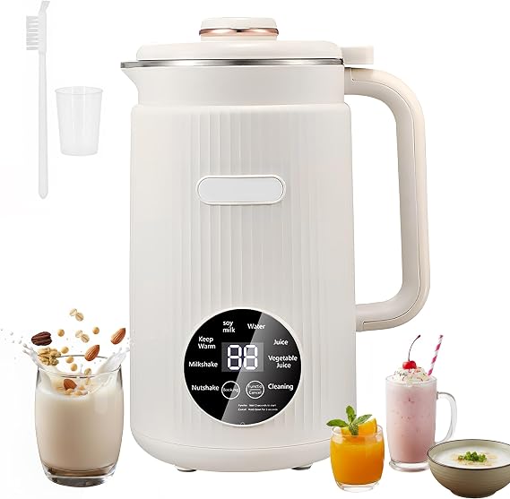 9 in 1 Nut Milk Maker Machine, 42oz Stainless Steel Oat Almond Soy Milk Maker Automatic for Homemade Plant-Based Non-Dairy Beverages Juice, 12H Delay Start, 10 Blades, Self-Cleaning