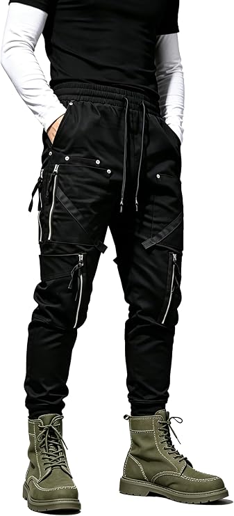 MOKEWEN Men's Street Wear Techwear Cyberpunk Ankle Casual Jogger Cargo Harem Pants with Pocket