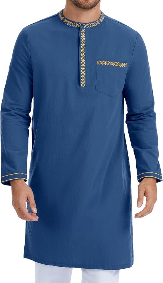 YAOHUOLE Caftans for Men Islamic Kaftan for Men Long Sleeve Arabic Thobe