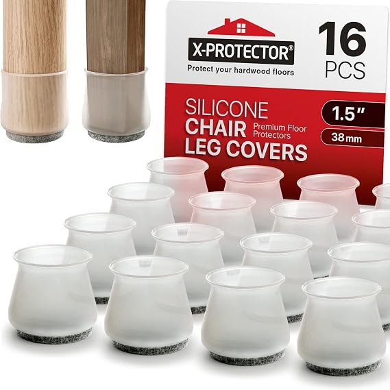 Chair Leg Floor Protectors by X-Protector 16 PCS 1.5" - Ideal Furniture Pads for Hardwood Floors!
