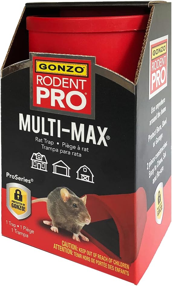 Gonzo Rat Trap - MultiMax Humane Outdoor Rat Trap that Works - 1 in x 1 in x 1 in - Manual