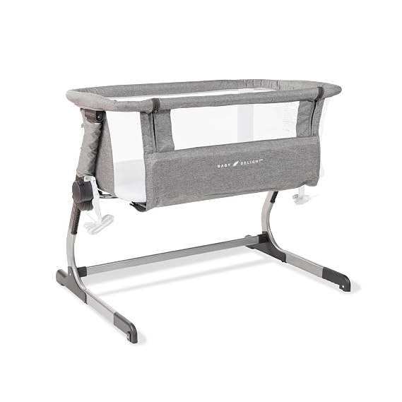 Baby Delight Beside Me Dreamer Bassinet | Bedside Sleeper | 7-Position Height Adjustment | Charcoal Tweed