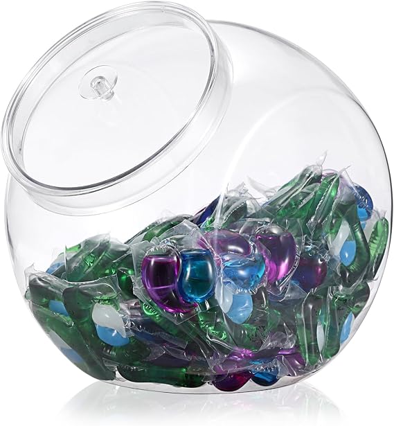 Sumnacon Laundry Pods Container with Wide Mouth Plastic Candy Jar with Lid