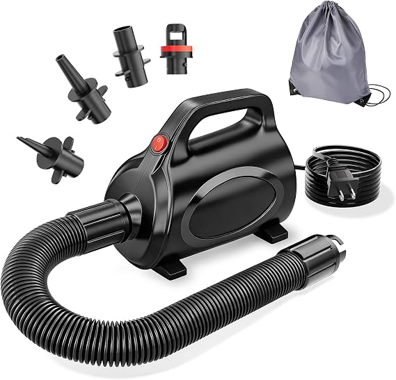 Electric Air Pump for Inflatables, Air Mattress 500W/650W Quick-Fill Inflator/Deflator with 4 Nozzles, Portable AC 110-120V for Gymnastics Mat, Tumbling, Air Bed, Pool Floats
