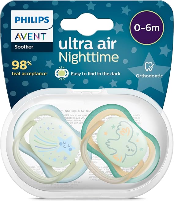 Philips Avent Ultra Air Gece Emziği 0-6 Ay, 2'li Paket, Erkek