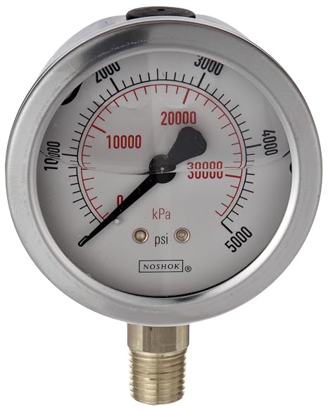 Pressure Gauge, 2.5" 304SS Case, Copper Alloy Internals, 300 psi/kPa, 1/4 NPT Male Back Conn, Glycerin Filled