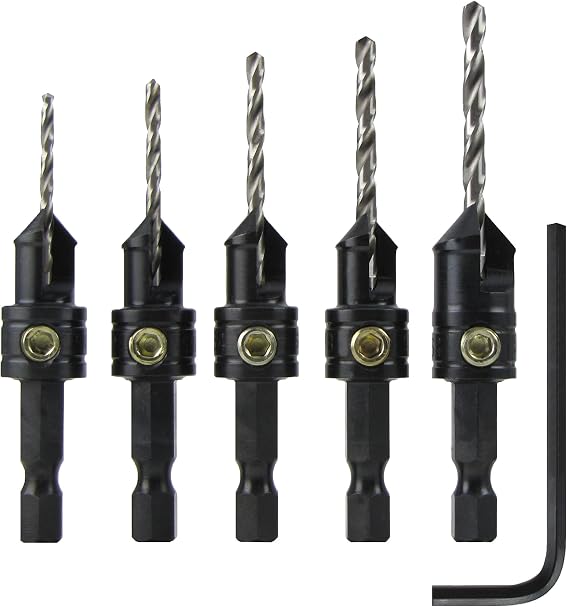 Snappy 5pc Gold Screw Countersink Drill Bit Set 5/64-9-64" USA