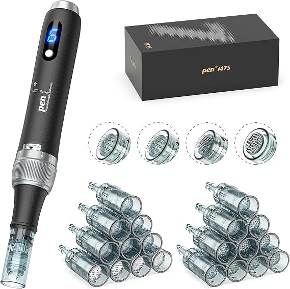 Dermapen M7S Microneedling Pen Black Kit with 20pcs Cartridges Needles
