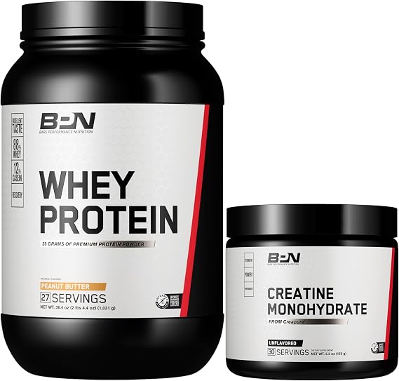 BARE PERFORMANCE NUTRITION BPN Whey Peanut Butter Protein + Creatine 30 Serving Bundle