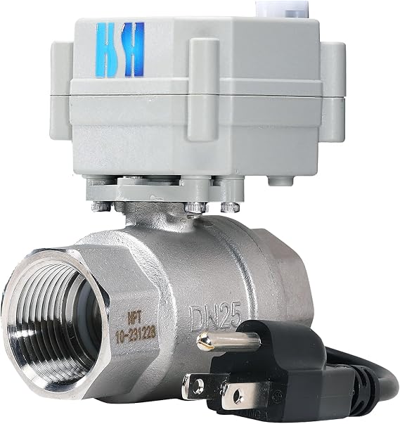 1" DN25 110-230VAC Normally Closed CF8/Stainless Steel 304 Manual Override Motorized Electrical Ball Valve With U.S. Plug