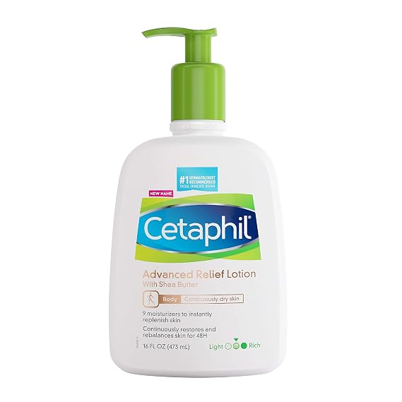 Cetaphil Advanced Relief Body Lotion, Dry, Sensitive Skin, 16oz, 2ct | Fragrance-Free Moisturizing Lotion, Eczema-Prone Skin, 2-Pack Value, 24-Hour Hydration, Dermatologist Recommended