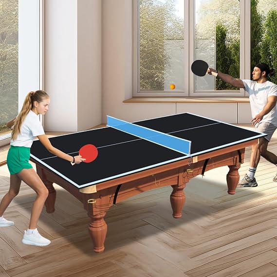 Ping Pong Table Top for Pool Table, Foldable & Portable Table Tennis Table Topper Indoor Outdoor Table Tennis Conversion Top w/Net & Premium Foam Padding