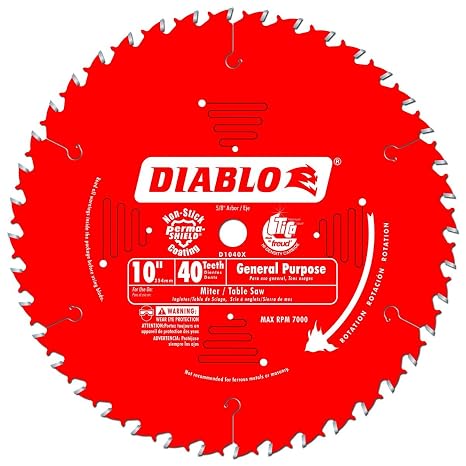 Diablo General Purpose Saw Blade for Wood - 10" Dia, 40 ATB Teeth - 5-Pack