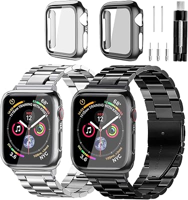 Stainless Steel Band and Case Compatible With Apple Watch Iwatch Ultra Series 11 10 9 8 7 6 5 4 3 2 1 SE 49mm 45mm 46mm 44mm 42mm 41mm 40mm 38mm,Men Women Classic Classy Metal Business