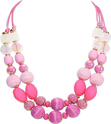 Bocar 2 Layer Statement Chunky Necklaces for Women Crystal Strand Beaded Necklaces for Gifts NK-10770