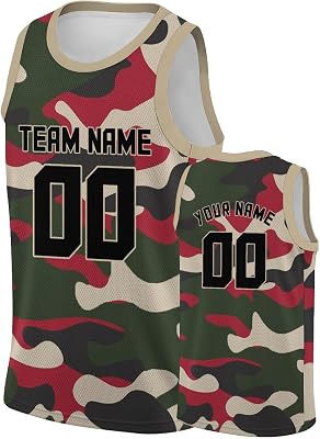Custom Basketball Jersey Personalized Camo Jersey with Team Name Number Basketball Fans Apparel Gifts for Men Youth