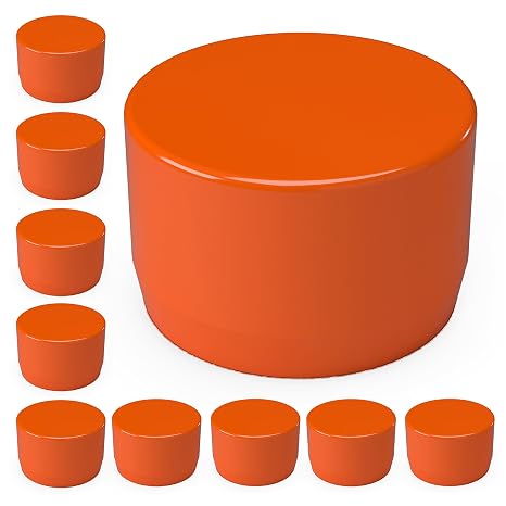 FORMUFIT 3/4 in. External Flat End Cap, Furniture Grade PVC, Orange, Pack of 10 Made in USA, UV-Resistant, Fits 1.050 inch Outside Diameter Pipe