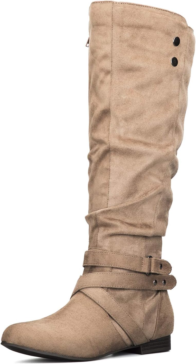 mysoft Womens Knee High Boots Flat Warm Fall Boots with Side Zipper