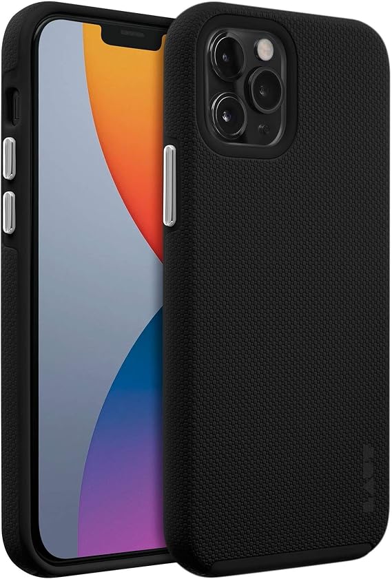 LAUT - Shield case Compatible with iPhone 12 Pro Max | Ultra Durable Double Layer | 13ft./4m Impact Protection| Easy-Grip Casing Black