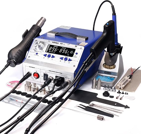 YIHUA 948-II 4 in 1 Hot Air Rework Soldering Iron and Desoldering Suction Tin Gun Station with Suction Pick Up Pen F /C