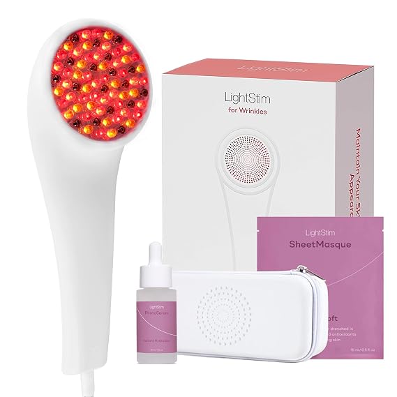 LightStim for Wrinkles LED Red Light Therapy with 72 LEDs (605, 630, 660, 855 nm Wavelengths). Reduces Fine Lines, Wrinkles, Rejuvenates Skin, and Maintains a Youthful Appearance FDA Cleared White