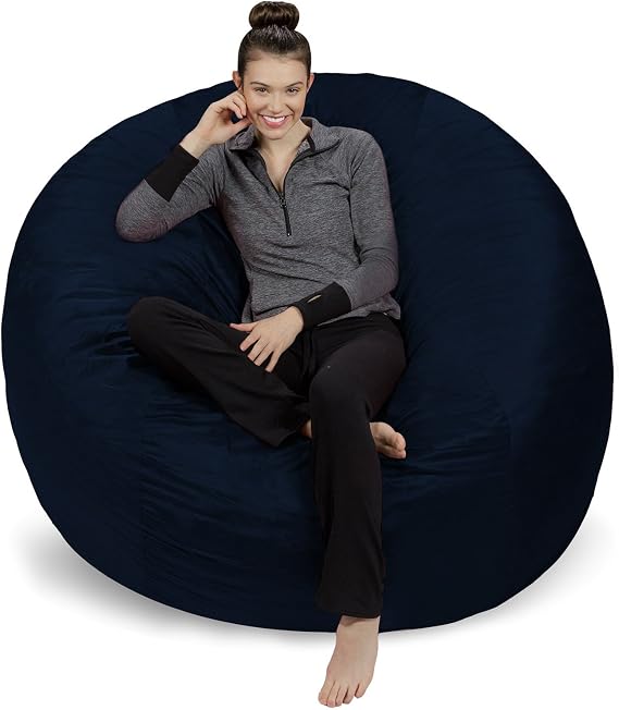 Sofa Sack Bean Bag Chair - Plush, Ultra Soft - Memory Foam Bean Bag Chair with Microsuede Cover - Stuffed Foam Filled Furniture and Accessories for Dorm Room 6 Feet - Navy
