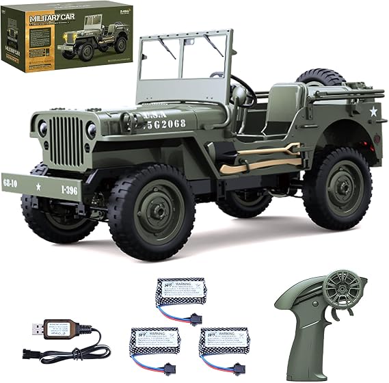 Remote Control Car, 2.4Ghz 4WD Off Road RC Jeep Rock Crawler Vehicle with Linked Lights, 1:10 Scales All Terrain Remote Control Trucks RTR Hobby RC Car for Teen Adults