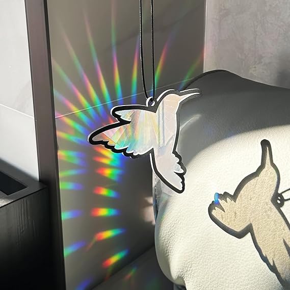 Colorful Suncatcher Rainbow Maker Prism Hummingbird Acrylic Pendant for Window Hanging Home Garden Party Wedding Ornament Gift
