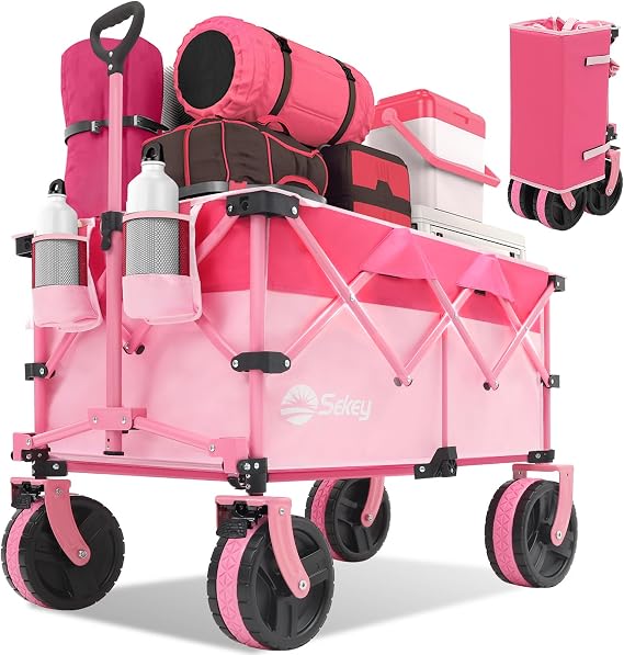 Sekey 220L Beach Wagon, 330 lb Capacity, Foldable, 8 in Wide Wheels