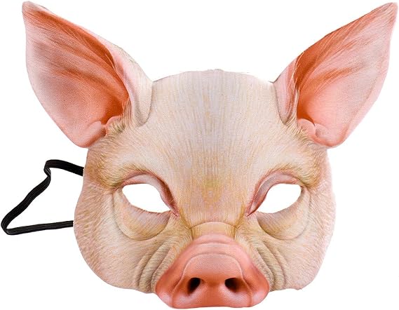 Soochat Halloween Pig Mask Pig Head Mask Half Face Pig Masks for Halloween Festival Masquerade Party Cosplay Props