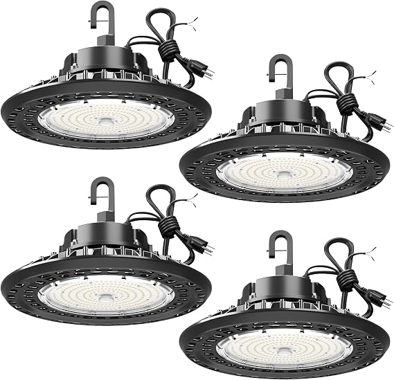 LED High Bay Light Super Bright Dimmable AC100-277V 200W 30000LM 5000K DLC/ETL Listed Lights 6ft with US Plug High Bay LED Light Warehouse Workshop (4 Pack)